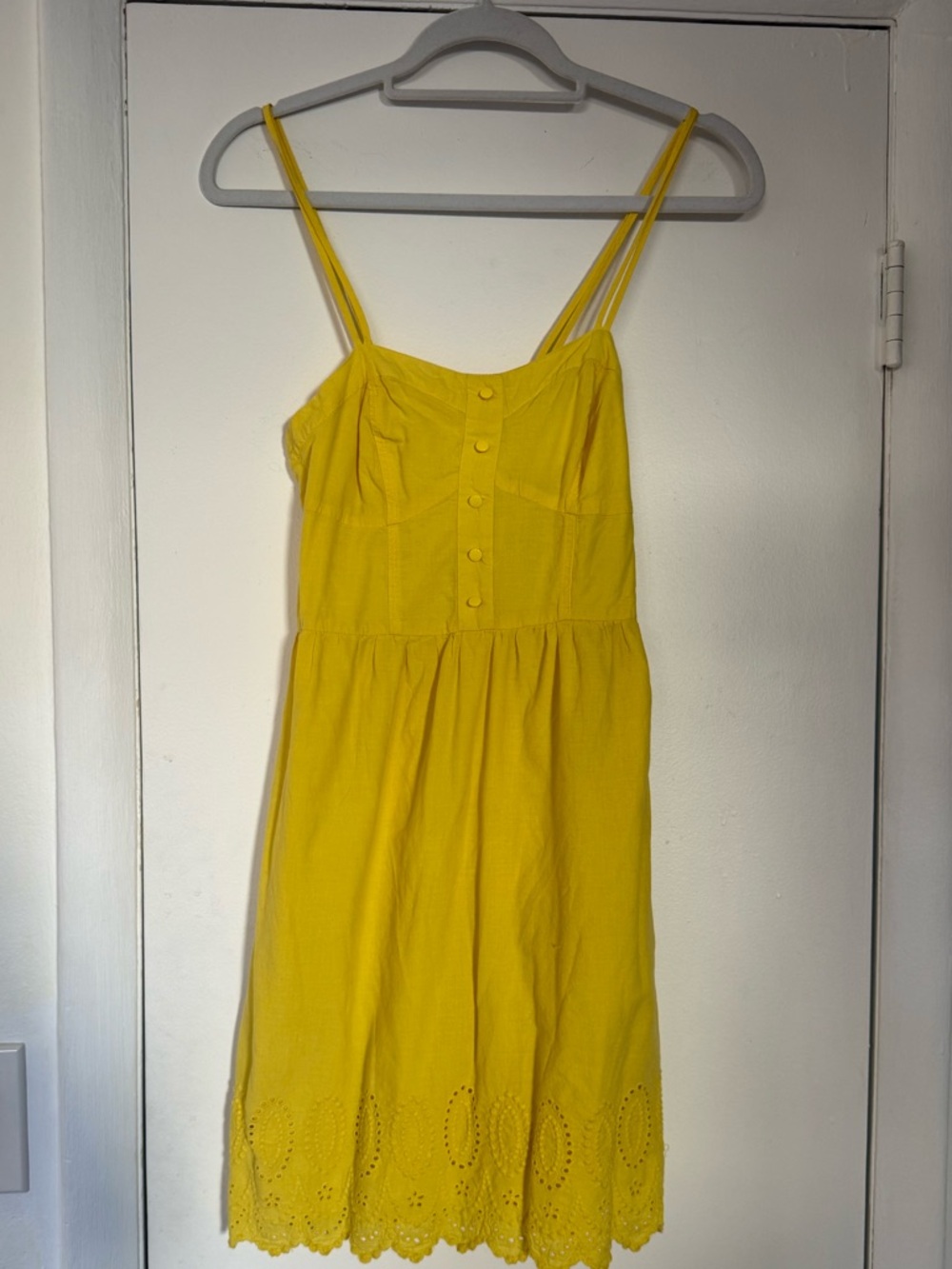 Sunny Yellow Eyelet Hem Sundress